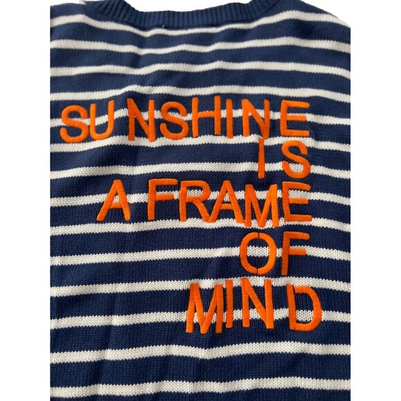 Kerri Rosenthal Sunshine is a Frame of Mind Stripe Sweater Blue / White ( L ) - Picture 3 of 3